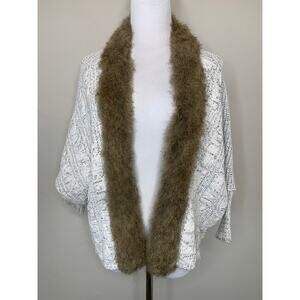 Northern Angel Fur Collar Cardigan Sweater Sz Large